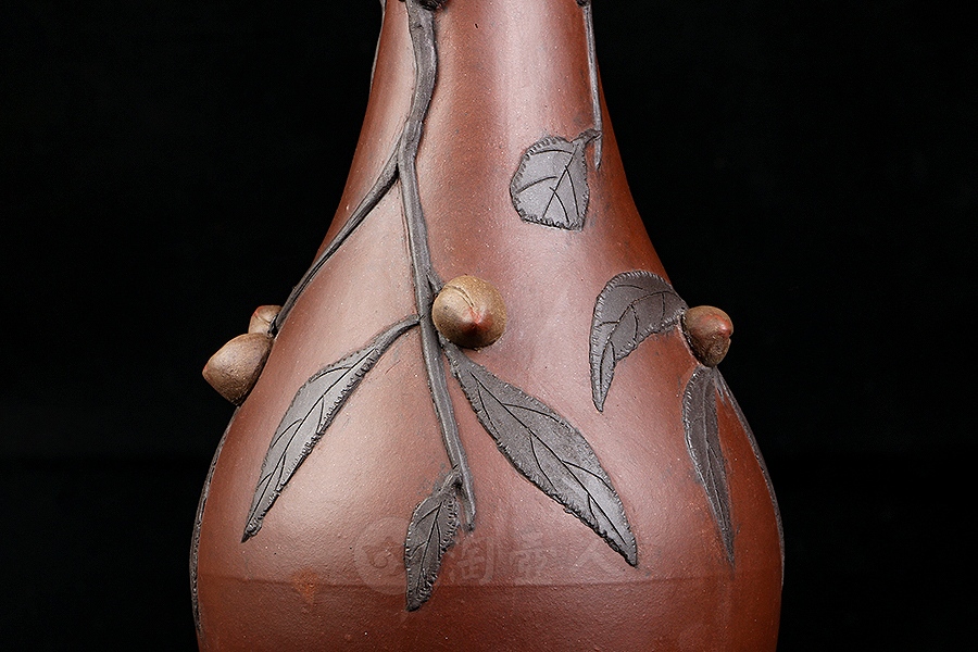 民国紫砂桃耳瓶