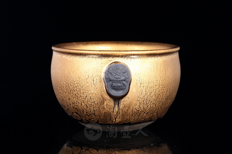 双耳金油滴盏