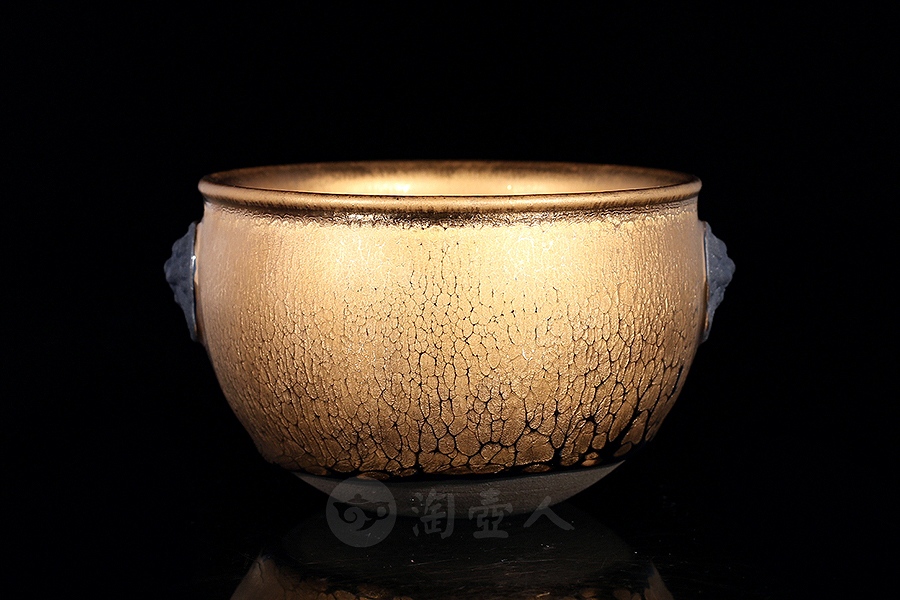 双耳金油滴盏