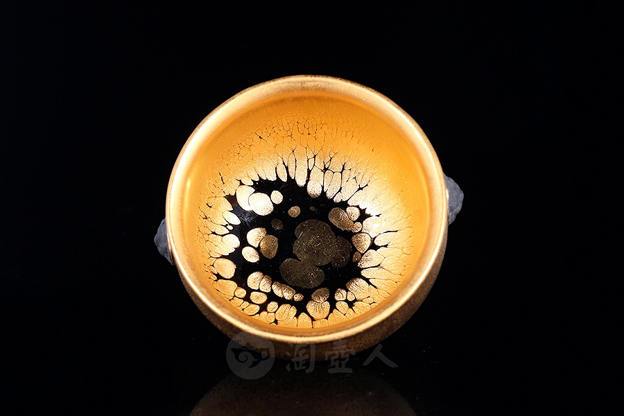 双耳金油滴盏