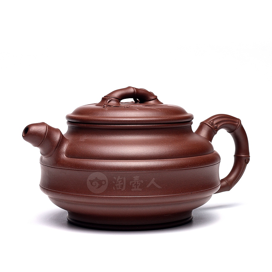 宜兴名家李碧芳紫砂壶作品《双线竹鼓壶》原矿全手工优惠全场包邮真品