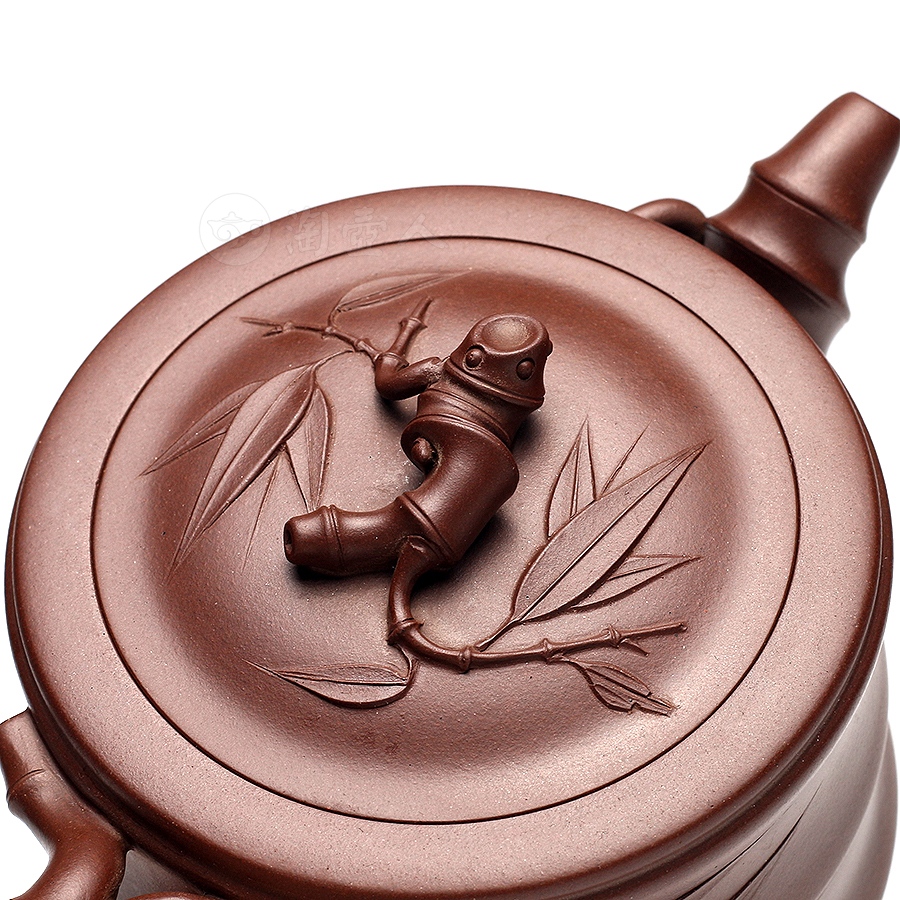 宜兴名家李碧芳紫砂壶作品《一节竹段壶》原矿全手工优惠全场包邮真品