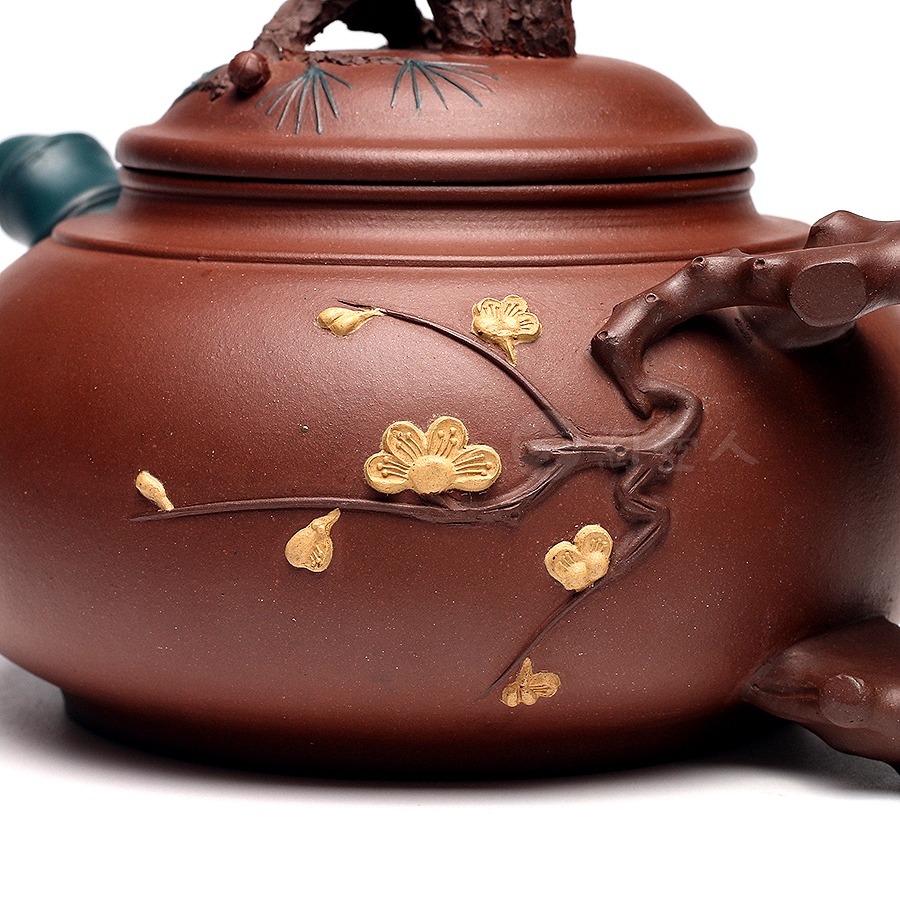 宜兴名家张静紫砂壶作品《大三友壶》原矿全手工优惠全场包邮真品保证