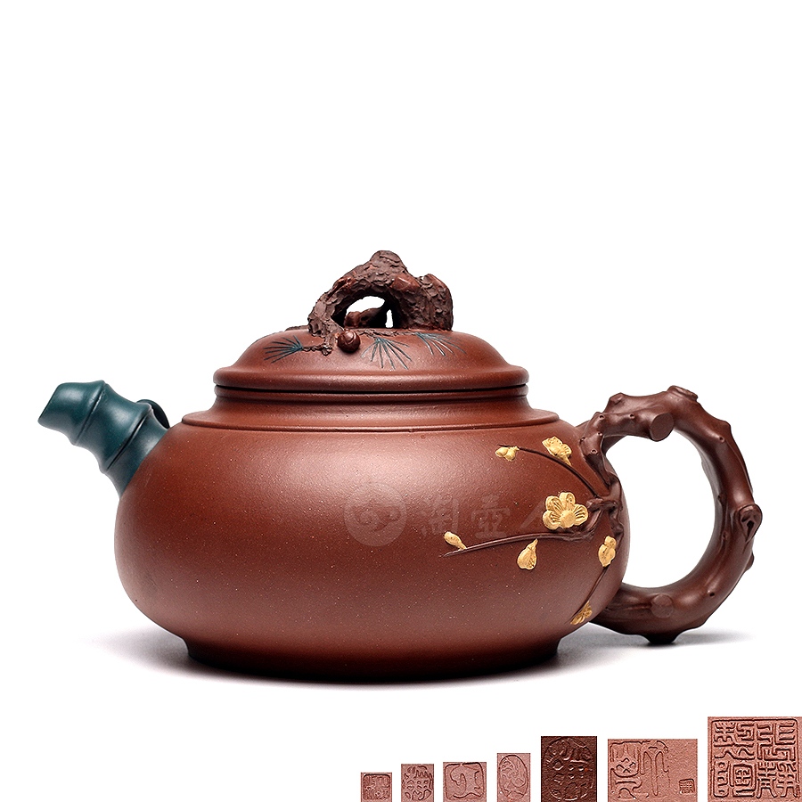 宜兴紫砂壶名家张静作品《大三友壶》