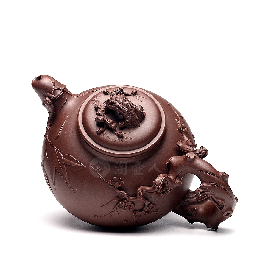 宜兴名家潘小忠紫砂壶作品《三友壶》原矿全手工优惠全场包邮真品保证