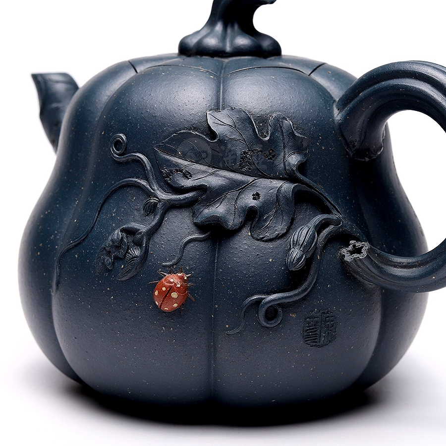 宜兴名家陈玉良紫砂壶作品《绿南瓜壶》原矿全手工优惠全场包邮