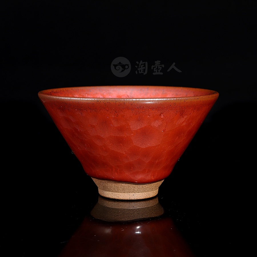 祥云柿红套盏