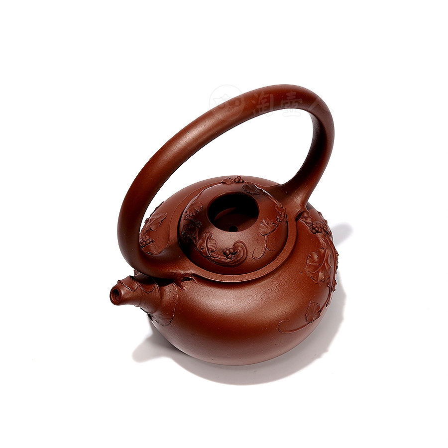宜兴名家葛明仙紫砂壶作品《全手明萄提梁壶》原矿全手工优惠全场包邮