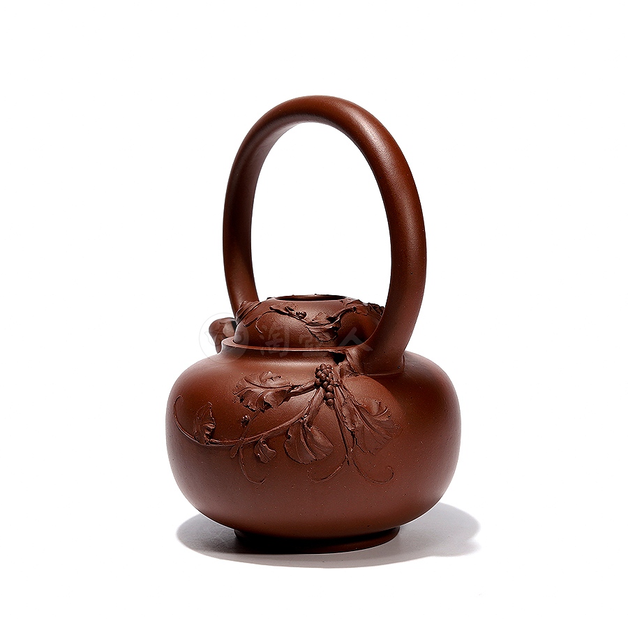 宜兴名家葛明仙紫砂壶作品《全手明萄提梁壶》原矿全手工优惠全场包邮