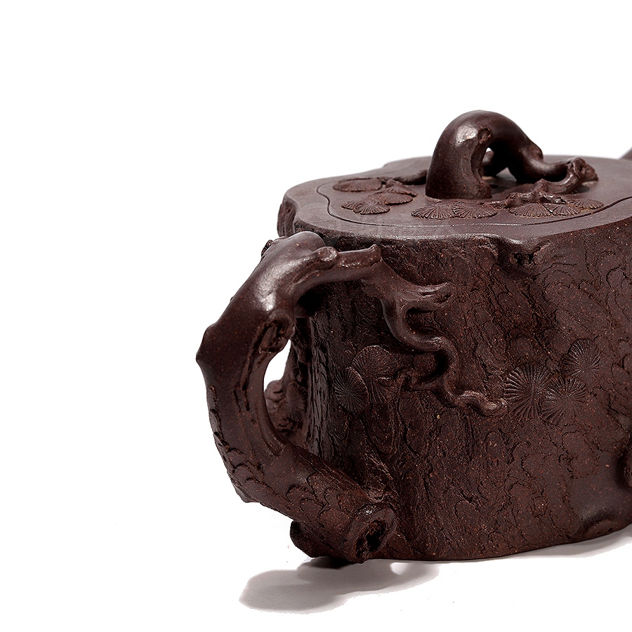 宜兴名家刘青紫砂壶作品《全手松桩壶》原矿全手工优惠全场包邮真品