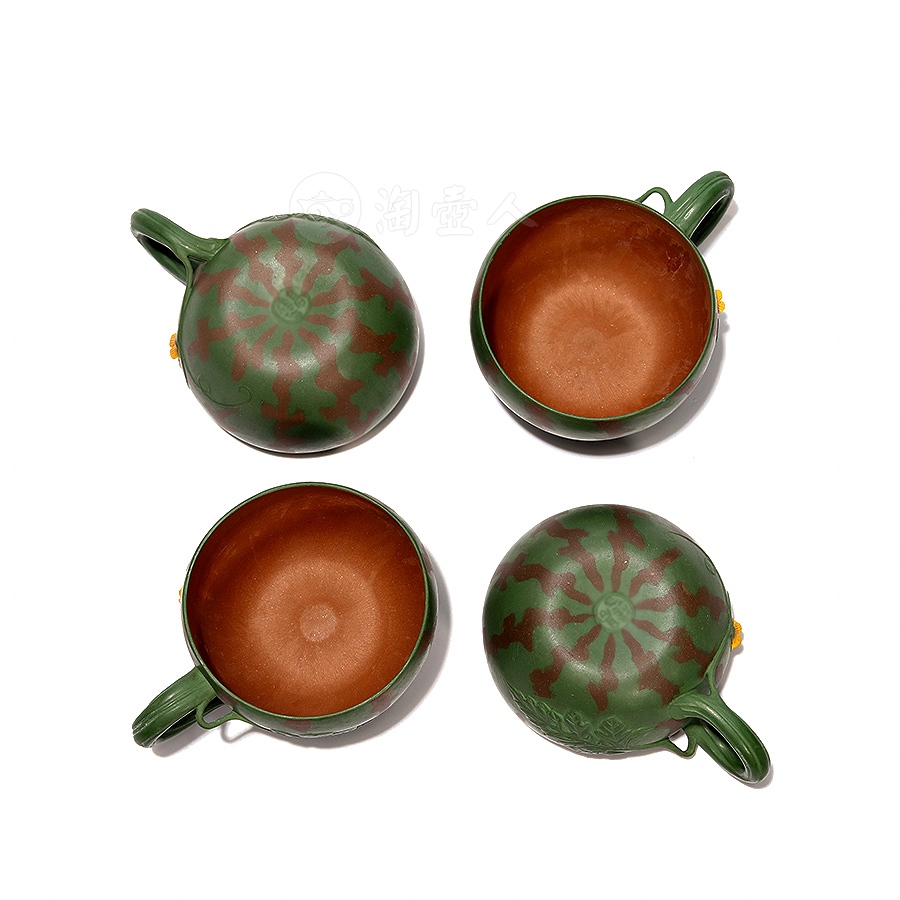 宜兴名家高建芳紫砂壶作品《六件西瓜茶具》原矿全手工优惠全场包邮