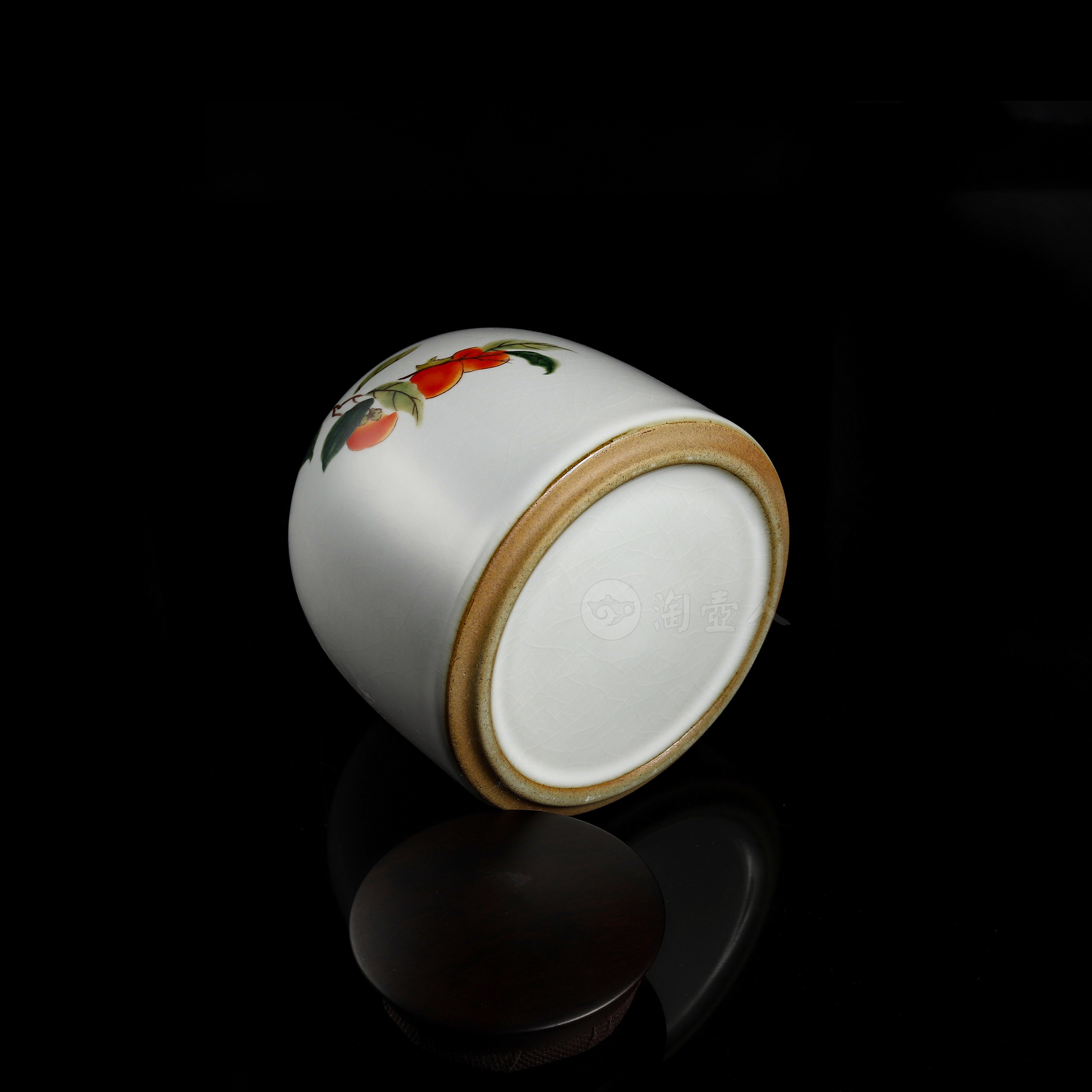 汝窑木盖-柿柿如意茶叶罐