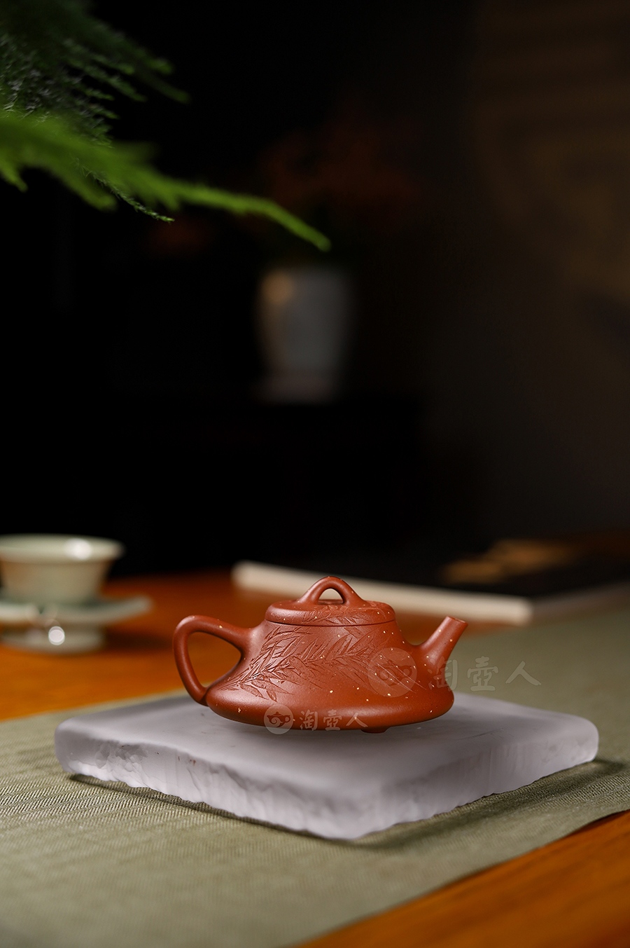 全手竹瓢(王跃伟书铭·薄胎点砂)