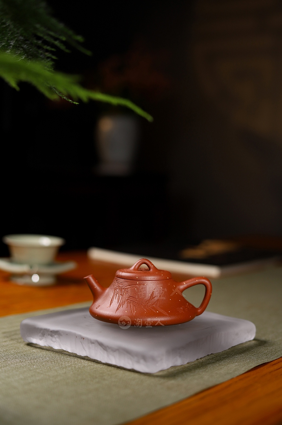 全手竹瓢(王跃伟书铭·薄胎点砂)