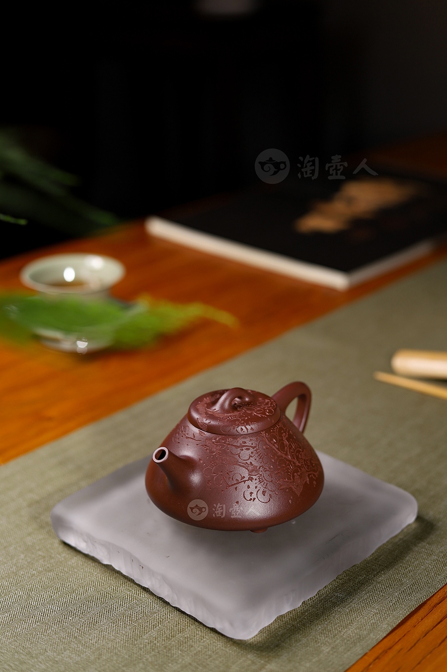 全手子冶石瓢(黄文艺陶刻·梅)