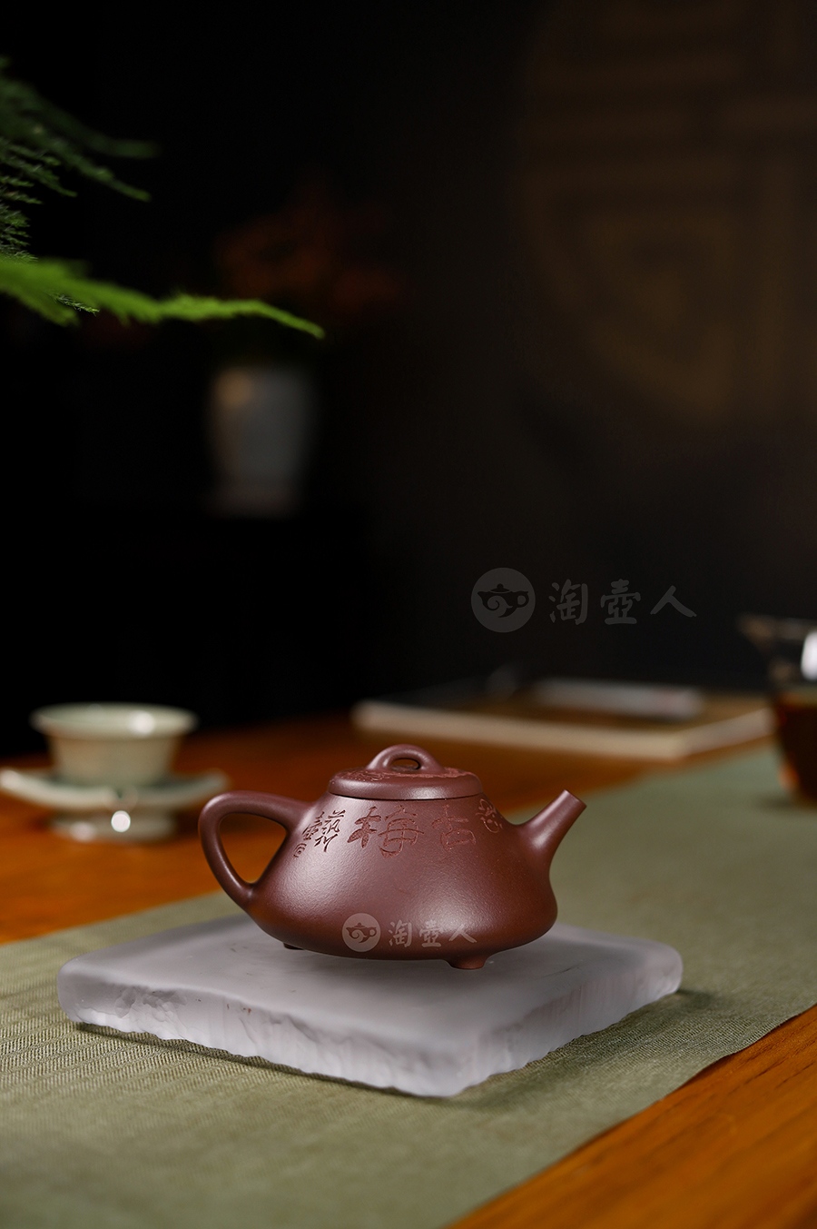 全手子冶石瓢(黄文艺陶刻·梅)