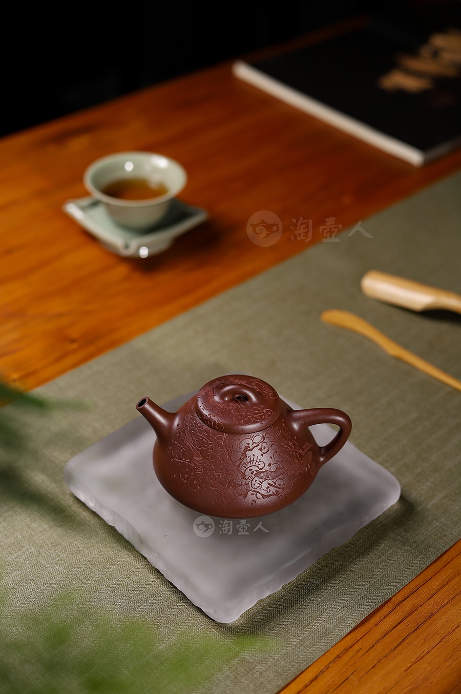 全手子冶石瓢(黄文艺陶刻·梅)