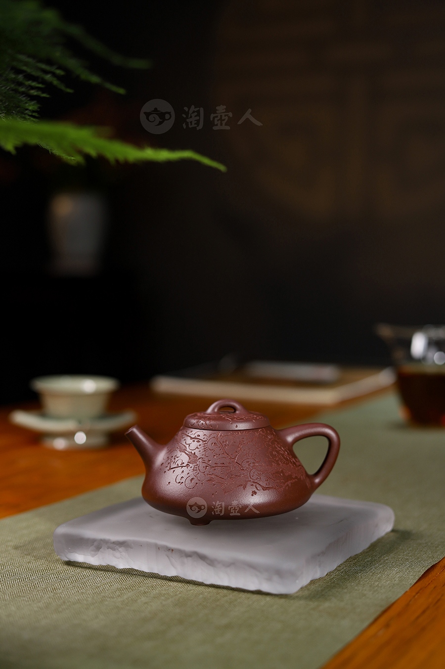 全手子冶石瓢(黄文艺陶刻·梅)