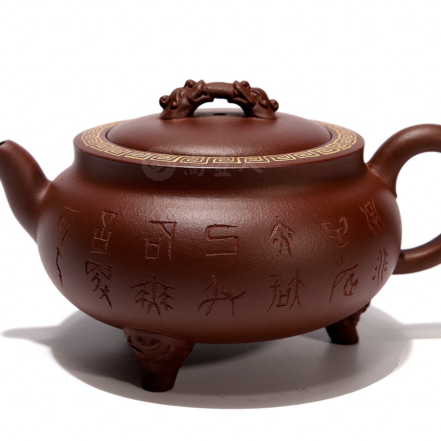 双龙三足鼎壶(描金)