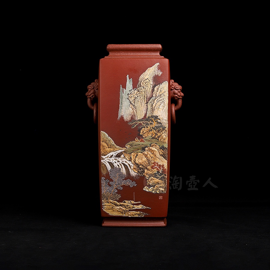 四方狮耳尊对瓶