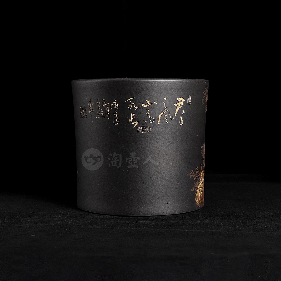 大圆笔筒(李丹阳泥绘张云熙陶刻)