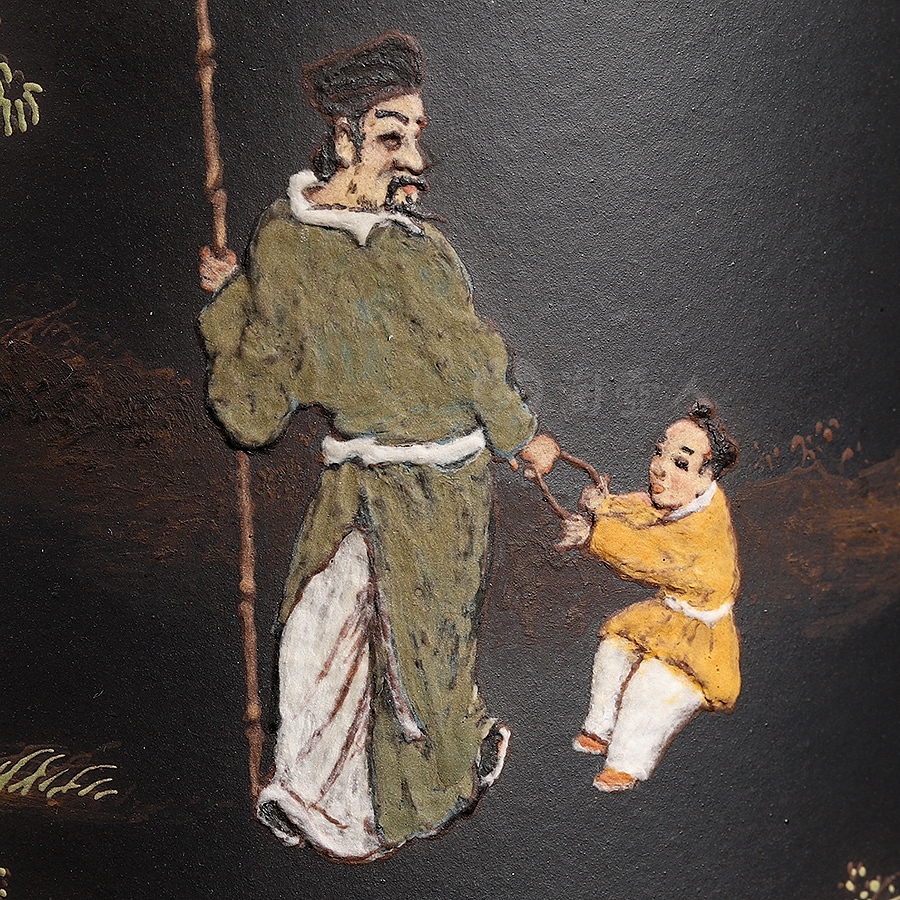 笔筒(李丹阳泥绘张云熙陶刻)