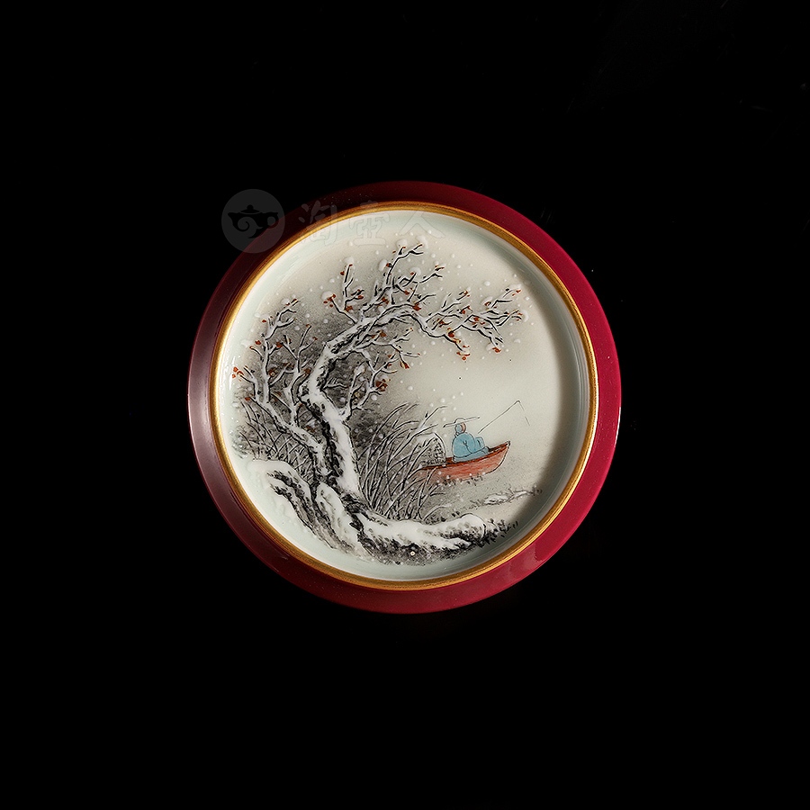 盖置(胭脂红雪景)