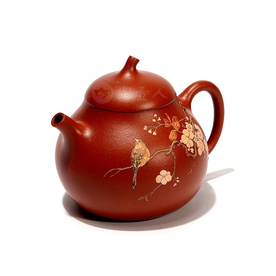 梅雀壶(沈佳艺泥绘)