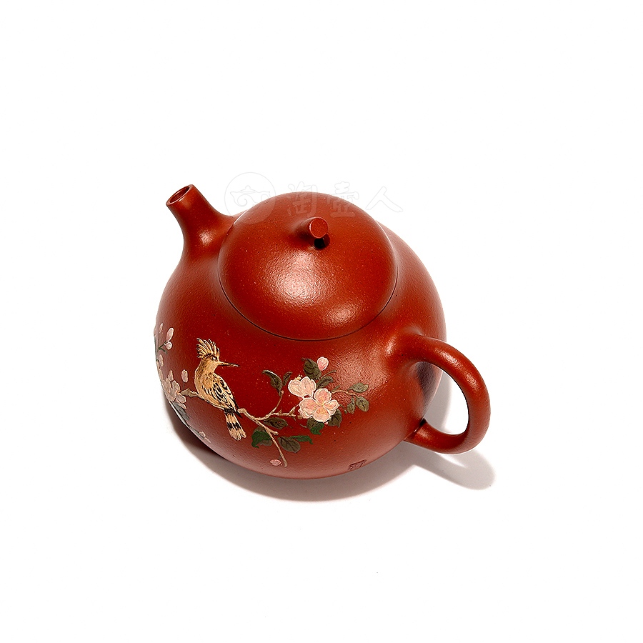 戴胜鸣春壶(沈佳艺泥绘)