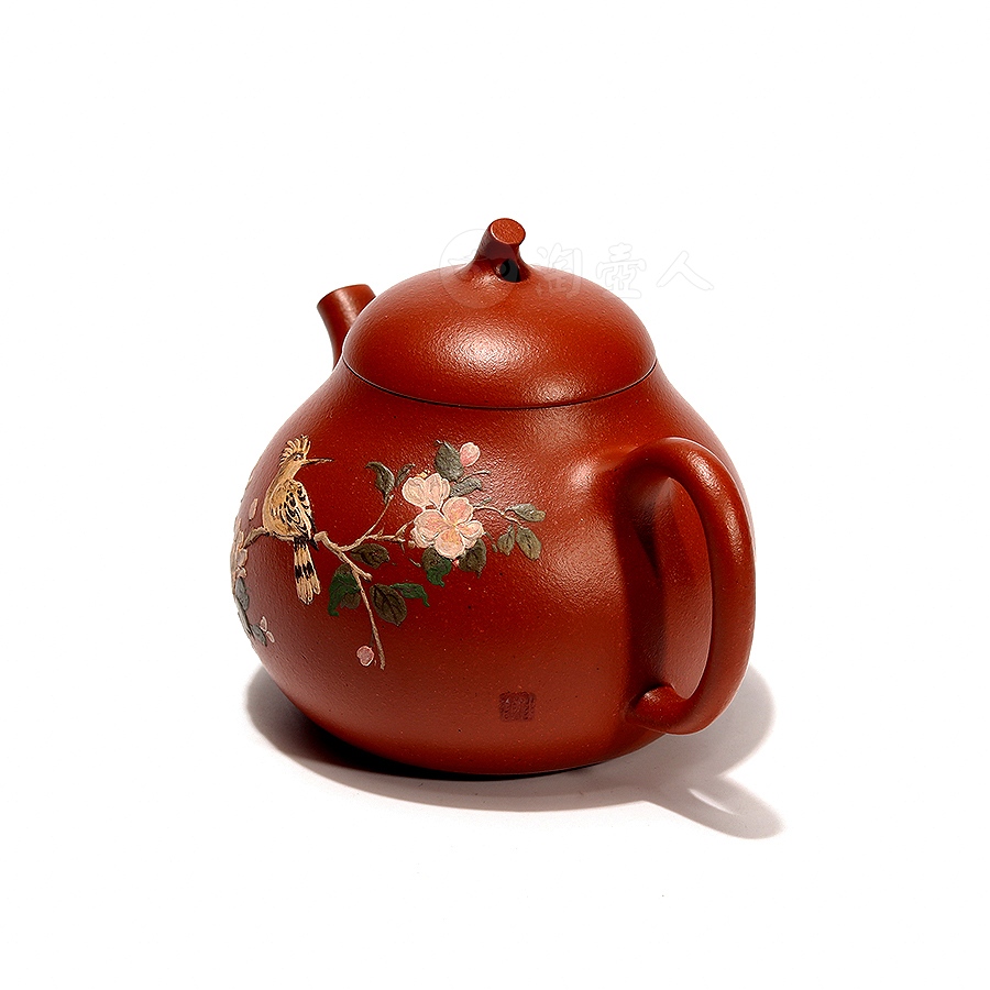 戴胜鸣春壶(沈佳艺泥绘)