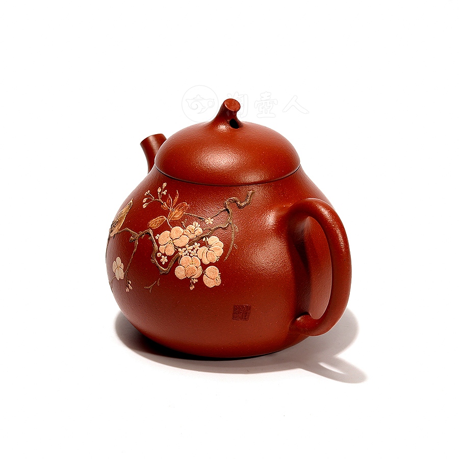 梅雀壶(沈佳艺泥绘)