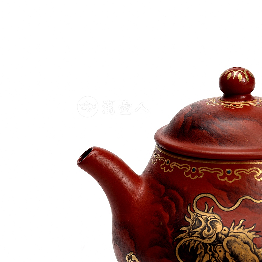 潘壶紫砂壶(描金墨绘)