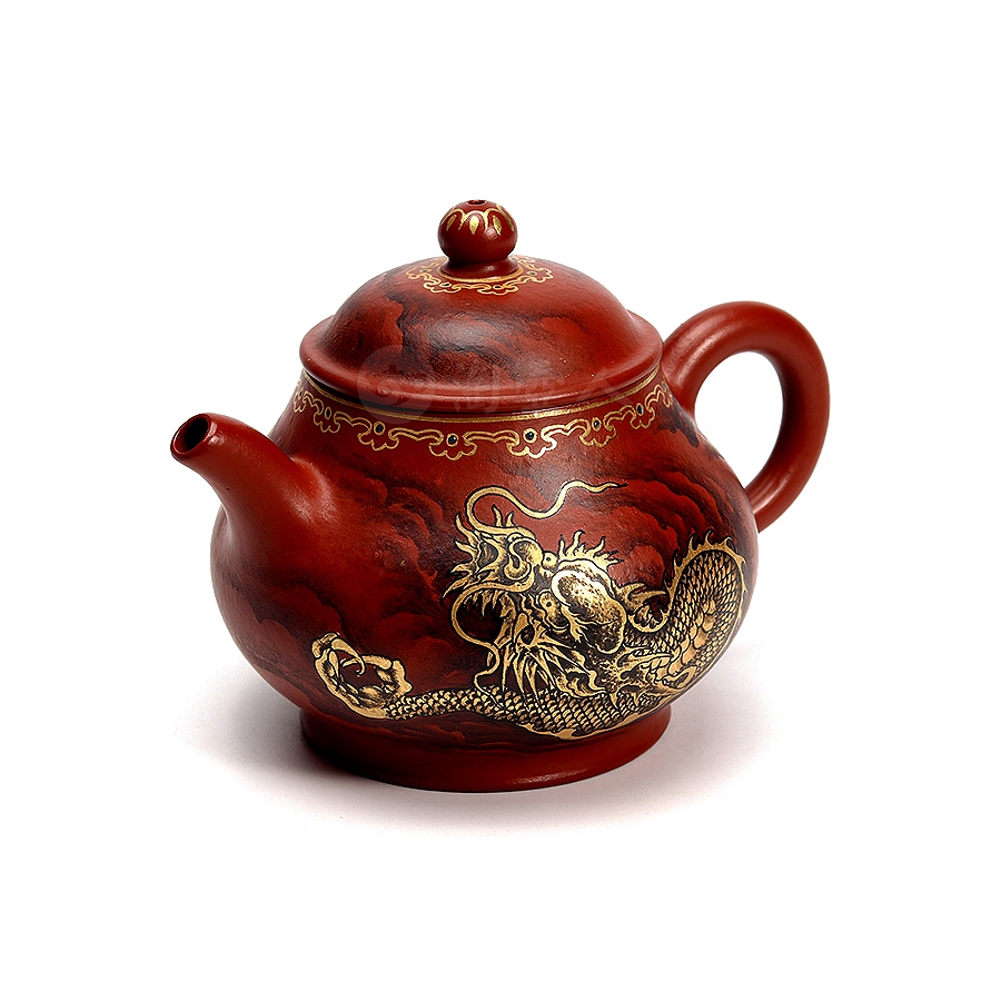 潘壶紫砂壶(描金墨绘)