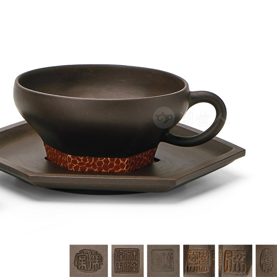 五头提梁花边茶具