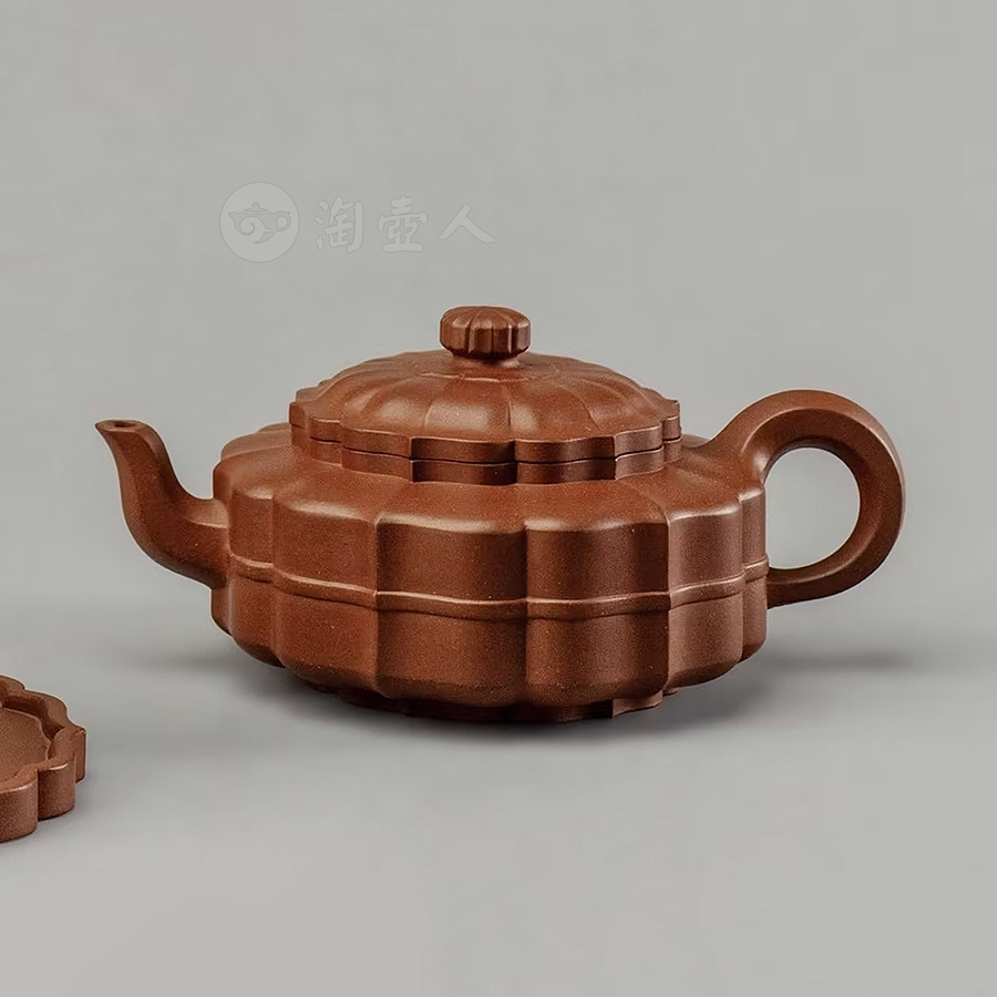 菱花线圆茶壶一套五件