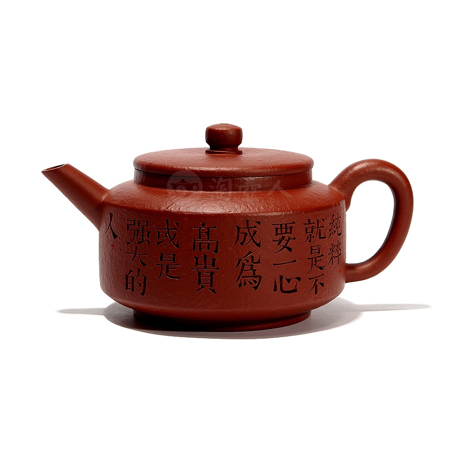 全手朱泥平盖壶(薄胎)