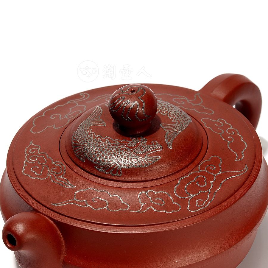 镶银双鱼乐云壶