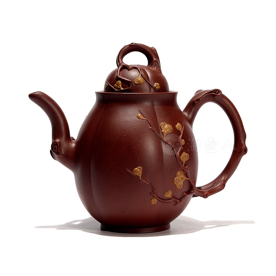 正宗原矿宜兴紫砂壶-全手高梅壶-范萍全手工制作-原矿紫泥紫砂泥料