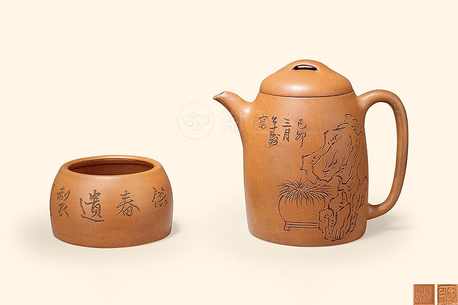 胡公寿书清玉成窑段泥壶马蹄尊
