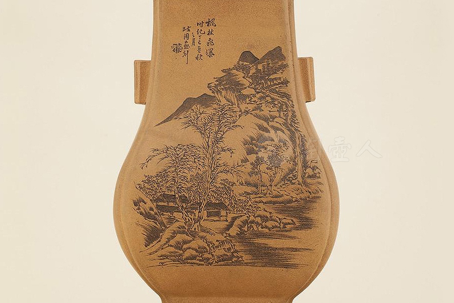 紫砂贯耳瓶