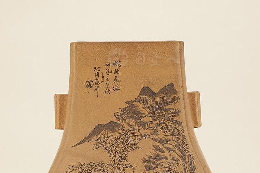 紫砂贯耳瓶