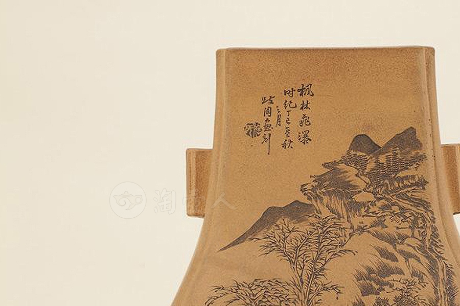 紫砂贯耳瓶