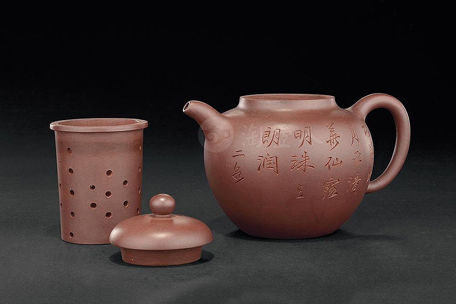 紫泥刻诗文壶