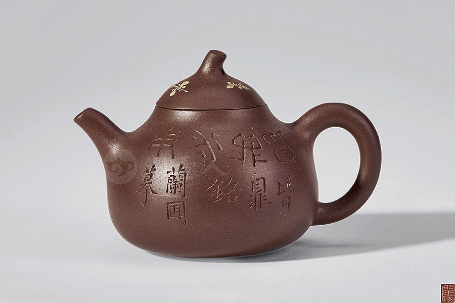 泥绘花卉匏瓜壶