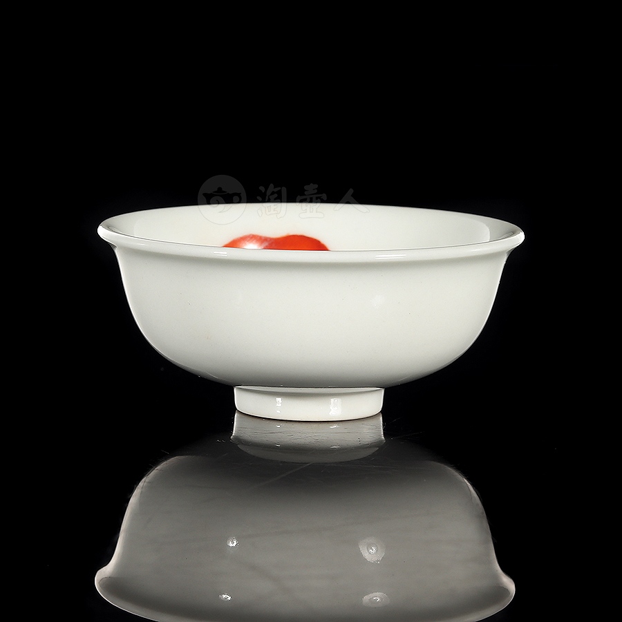 青花矾红柿子杯