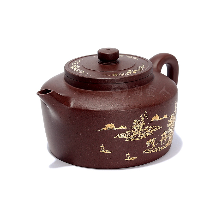 全手山水描金德钟壶