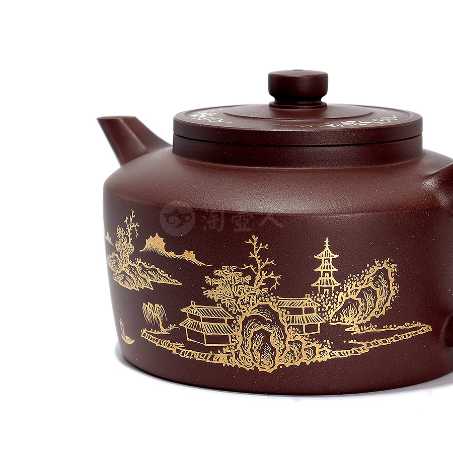 全手山水描金德钟壶