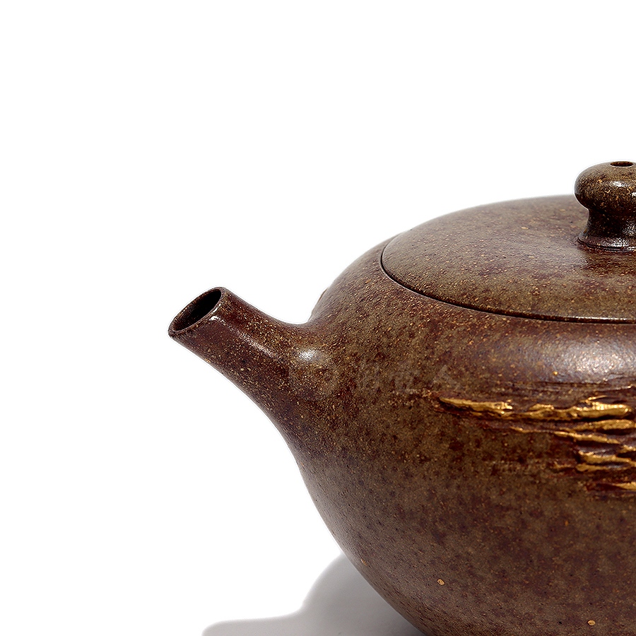 禅悟壶(薄胎柴烧描金)