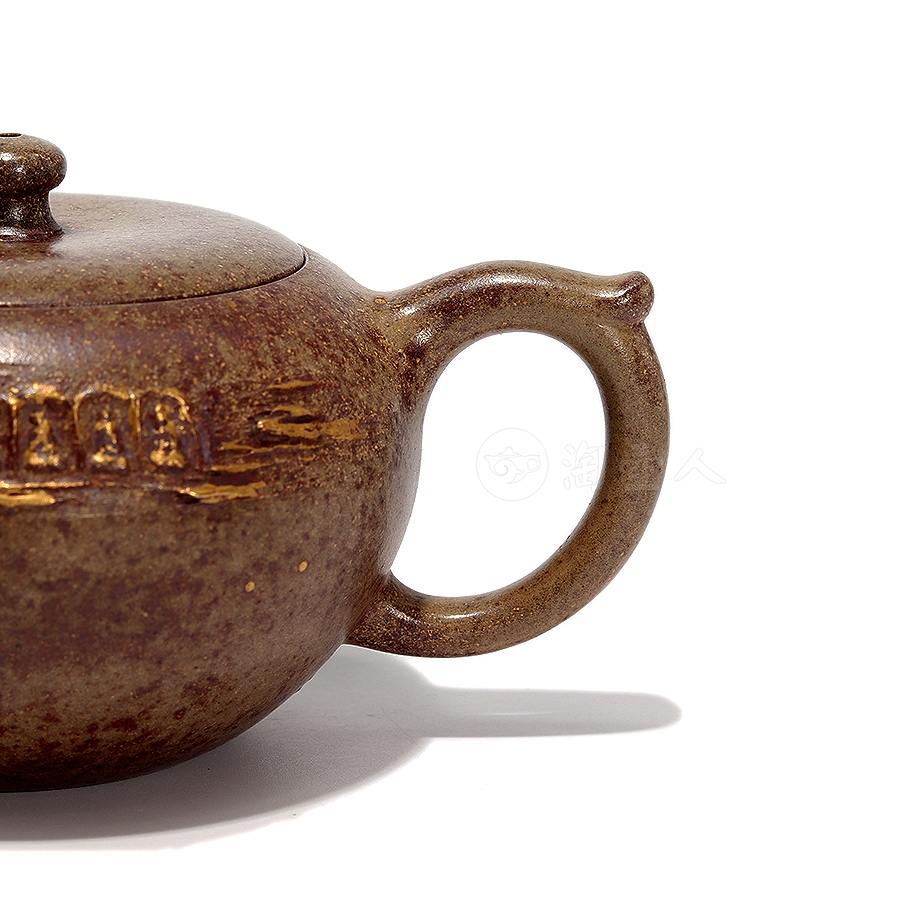 禅悟壶(薄胎柴烧描金)