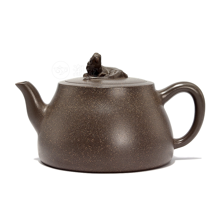 正宗原矿宜兴紫砂壶-玉螭壶-汤先武全手工制作-原矿芭蕉青段泥紫砂泥料